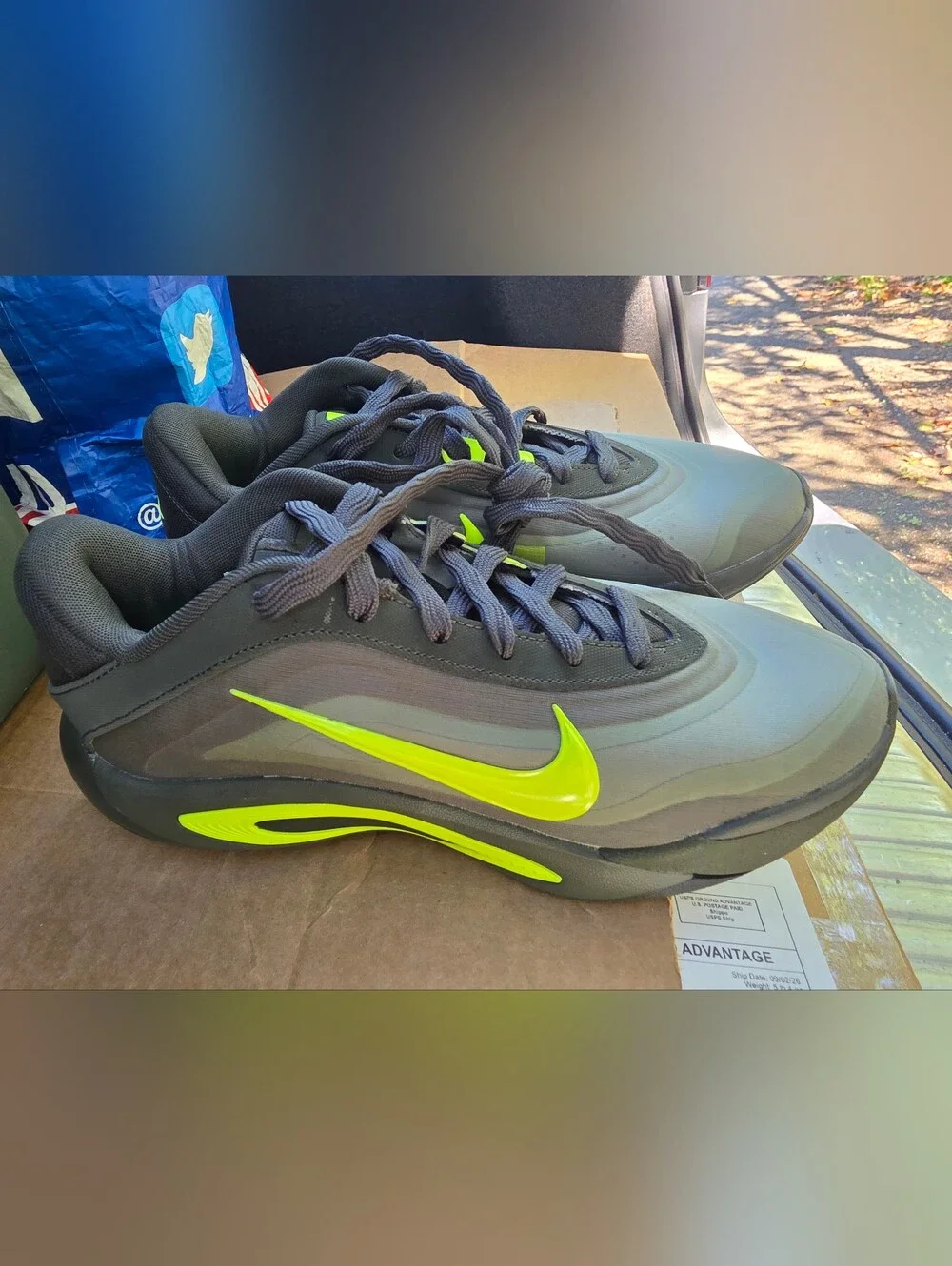 Brand New Aja Wilson Nike Men's Size 9 Gray Sneakers with Neon Yellow No Box